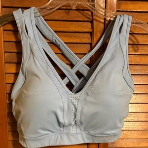 Yvette Sky Blue Cross-Back Sports Bra